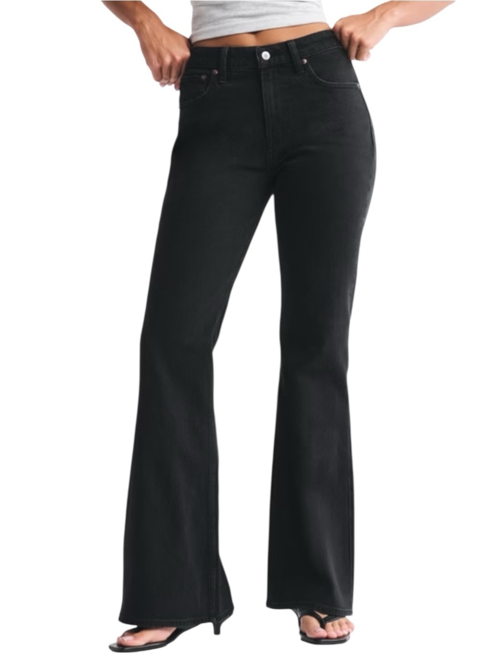 Abercrombie Curve Love The Flare Ultra High Rise Jeans Black 30/10R